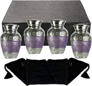 Grande urne funéraire violette avec 4 souvenirs pour cendres humaines Urnes décoratives sculptées à la main pour cendres adultes Femmes et hommes - Product Image 4