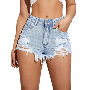 Shorts Vaqueros Desgastados de Mujer de Tiro Alto Rectos de Moda 2025 Ajuste Delgado Transpirables con Cinturón y Botón Casuales Sexys para Verano - Product Image 5