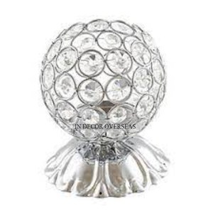 Gold Plated Metal Wire And <b>Crystal</b> Beaded Round Shape Votive <b>Candle</b> Holder Restaurant And Hotel Table Centerpiece Decoration - Product Image 4