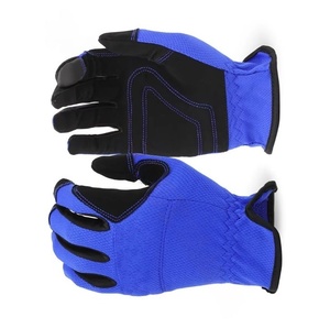Gants en cuir de mécanicien bleu tactile avec Spandex bleu et gants de sécurité de travail en cuir synthétique noir pour la protection - Product Image 4