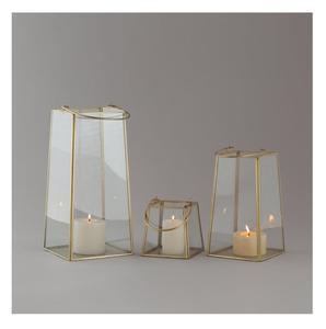 Ensemble de trois lanternes décoratives à bougie suspendues en verre métallique de qualité exclusive avec poignées uniques décorations de Noël pour la maison - Product Image 6