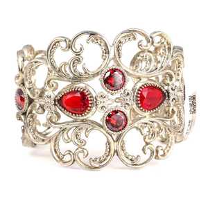 Cultural Collectible Thick <b>Bracelet</b> Adorned with Red <b>Ruby</b> Stone - Product Image 2