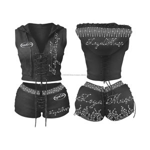 Ensemble survêtement streetwear de haute qualité avec logo personnalisé, impression sérigraphique, sweats à capuche et shorts vintage pour hommes - Product Image 2