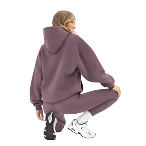 Sudadera Extra Grande para Mujer, 50% Algodón, 50% Poliéster, Color Ciruela, Estilo Urbano, Hombros Caídos, Corte Holgado, Moda de Invierno - Product Image 2