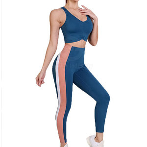 Nouvel ensemble de yoga 2 pièces pour femme, design personnalisé avec logo sur le devant, léger, respirant, taille haute élastique, écologique - Product Image 2