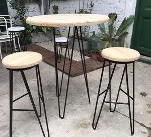 Fancy Decorative Home <b>Bar</b> Furniture Wood Top Metal Base Drink <b>Table</b> Chairs for <b>Kitchen</b> Pub or Club Decorative Supplies - Product Image 5