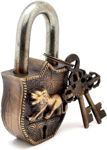 Padlock-01ZZ cadenas à clé tigre en laiton massif, petite serrure de gymnastique jaune, cadenas solide avec la même clé pour boîte à bagages - Product Image 2