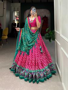 Lehenga Choli de seda Tussar de calidad superior con trabajo artesanal para fiestas, bodas y funciones culturales a precio de exportación - Product Image 5