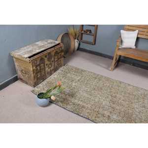 Tapis vintage 3,5x6,5 pieds, tapis d'inspiration turque, tapis rayé marron - Product Image 5