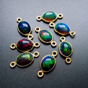 Natural Black Ethiopian <b>Opal</b> Oval shape Gemstone Bezel Connectors 6x8mm 925 Sterling Silver Gemstone Jewelry Findings Wholesale - Product Image 6
