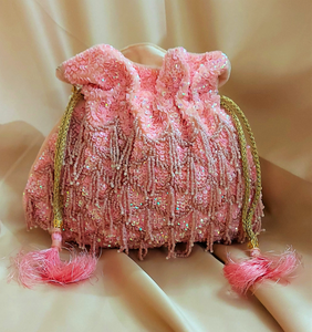 Bolsos de mano artesanales de lujo con bordado de perlas Potli para mujer, bolsos de mano de noche con monedas/bolsos de muñeca para fiestas, bodas, precio bajo - Product Image 5