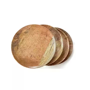 Platos de fiesta de madera Platos de cargador de madera vintage Comida de madera moderna segura por Artesanías de media luna - Product Image 2