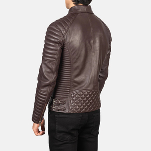 Veste de motard en cuir de mouton véritable pour homme en cuir véritable avec col montant poches zippées tissu en toile respirant couleur noire - Product Image 5