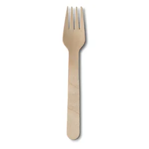 16Cm Bio-Coated Wooden Forks Natural Smooth Edge Single Use Table For Hotel Catering Buffets - 1000 pcs/carton - Product Image 2