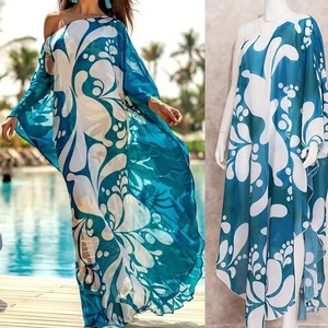 Robe d'été en mousseline de soie à fleurs Maxi Beach Dress Casual Women Custom Long Elegant Halter Backless Maxi Dress Ladies - Product Image 1