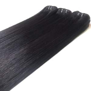 Genius Weft Raw Hair Vietnamese Double Drawn Human Hair Extensions <b>Silky</b> Bone Straight Natural Black Color - Product Image 3
