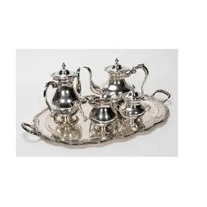 Vintage Metall türkische Kaffeekanne Set Silber osmanischen Trim Hochzeits geschenk türkischen Tee Set Tee Tablett Teekanne zum Servieren von Tee