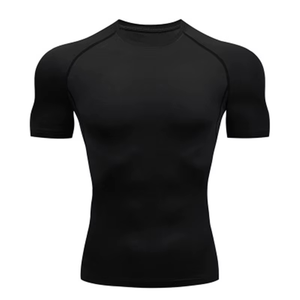 Séchage rapide unisexe Compression respirant 220g tissu Rashguard à manches courtes Gym Fitness haut d'entraînement T-Shirt de course - Product Image 3