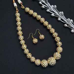 Gold Tone Jadau <b>Pearl</b> Fine Jewelry Set Elegant <b>Necklace</b> <b>and</b> <b>Earrings</b> Combo - Product Image 5