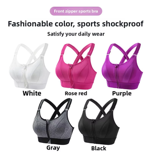 Hermosa espalda cruzada ajustable gimnasio ropa deportiva de alta intensidad sin cables Sujetador deportivo cremallera frontal absorbente de golpes Yoga de talla grande - Product Image 2