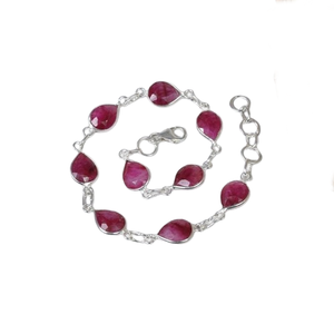 India Best Quality Tennis Beacelet Handmade Exquisite Tennis Solid 925 <b>Sterling</b> <b>Silver</b> <b>Bracelet</b> with Fine Ruby Gemstone Jewelry - Product Image 1