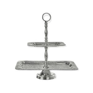 Soporte para Pastel de Aluminio de 2 Niveles, Niquelado, para Decoración de Mesa en Bodas, Cumpleaños y Fiestas en Casa - Product Image 1
