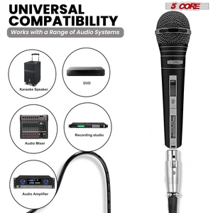 5Core XLR <b>Microphone</b> Dynamic Mic Karaoke <b>Singing</b> Studio Mics Handheld Microfono - Product Image 6