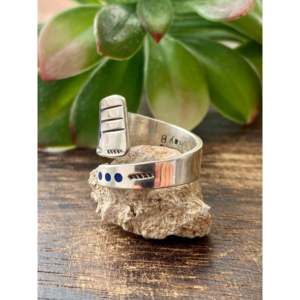 Raymond Begay Oval Cut <b>Opal</b> Rhodium Plated Sterling Silver Adjustable <b>Ring</b> Size 10 - Product Image 4