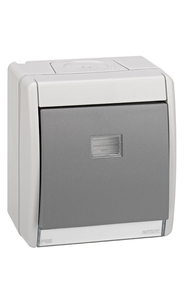 Pulsante Simon 44 Aqua con indicatore luminoso (4490160-035) - Product Image 1