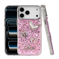 Coque de téléphone OEM scintillante effet sable mouvant avec strass papillon pour iPhone 12 13 14 15 16 17 Pro Max