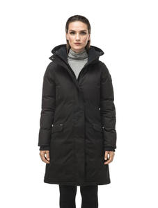 Parka acolchada y chaqueta acolchada transpirable de punto sin pelo con capucha para mujer negra con logotipo personalizado a precio de fábrica - Product Image 3