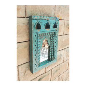 Cadre de miroir mural en bois rustique artisanal, design artisanal, accent pour la maison, salon, chambre à coucher, couloir, moulures murales - Product Image 2