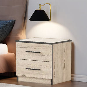 Table de chevet moderne à 2 tiroirs, console de rangement, étagère, mobilier de maison, mélamine écologique, chambre à coucher, atelier - Product Image 3