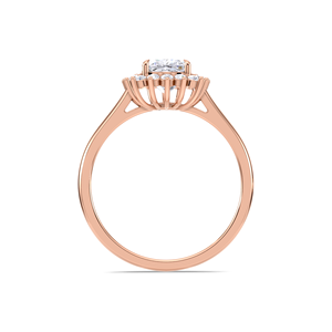 IGI Certified Cushion Cut Lab Grown Diamond Floral Halo Engagement & Wedding <b>Ring</b> in 9K Yellow / White & Rose Gold - Product Image 4