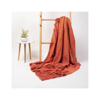 Manta de Sofá de Lino Acrílico Ligero, Color Morado Sólido, Diseño Espiga, 50x60 Pulgadas, con Borlas Suaves, Ideal para Interiores Minimalistas y Acogedores