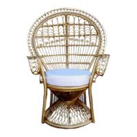 Chaises de salon en osier et rotin naturel, paon indonésien, couleur or