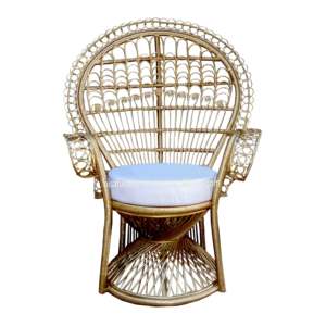 Chaises de salon en osier et rotin naturel, paon indonésien, couleur or - Product Image 1