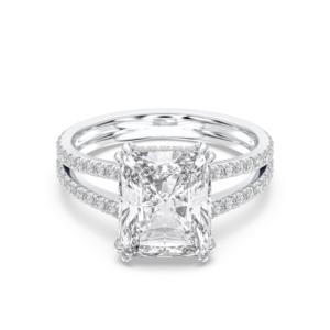 Bague de fiançailles Moissanite E-F/VVS-VS de 5.54 carats avec diamant radiant et taille avec centre en or massif 10K14K 18K 5.00CT - Product Image 4