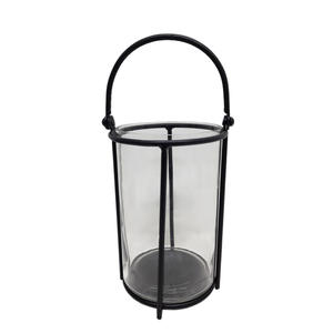 Lot de 2 lanternes en verre et métal avec poignée, lanterne marine de grande taille de couleur noire et naturelle pour la décoration de la maison et du mariage - Product Image 2