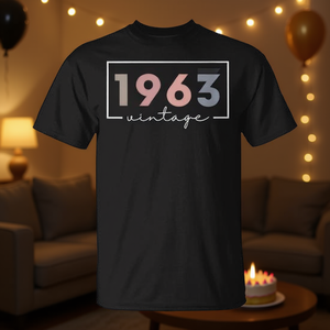 T-shirt vintage del 1963, regalo per il 60° compleanno per le donne, camicia in cotone nero - Product Image 3