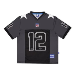 Maillot de football américain court surdimensionné de conception chaude Streetwear maille rétro Hip Hop chemise d'équipe personnalisée - Product Image 2