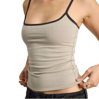 Débardeur Femme à Bretelles Fines en Coton et Spandex Tricoté, Coupe Ajustée, Bordures Contrastantes, Respirant, Écologique, Séchage Rapide – Fabrication OEM