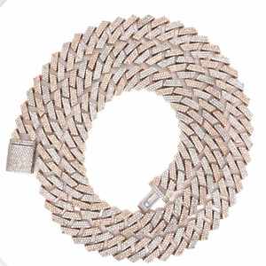 Cadena cubana de diamantes cultivados Leb de corte redondo de Plata de Ley 925 para hombre más única con diamantes de claridad VVS mejorados - Product Image 3