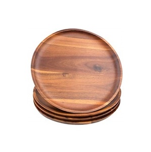 Assiettes en bois d'acacia modernes, nettoyage facile, assiettes rondes, assiettes en bois, fabrication indienne - Product Image 4