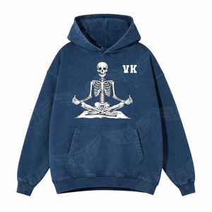 Sudadera con Capucha Personalizada con Gráfico de Esqueleto Rojo en Meditación, Sudadera Holgada de Calavera para Yoga, Estilo Urbano, para Hombre y Mujer - Product Image 2