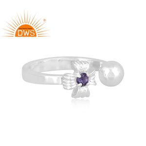 Hot Selling Fine Sterling Silver Natural Iolite Gemstone <b>Adjustable</b> <b>Ring</b> Custom Jewelry For Women Gift For Her - Product Image 2