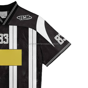 Fabricante personalizado American Vintage camisetas de fútbol Francia de gran tamaño de punto de malla con cuello en V Crop Boxy Mesh Football Jersey - Product Image 2
