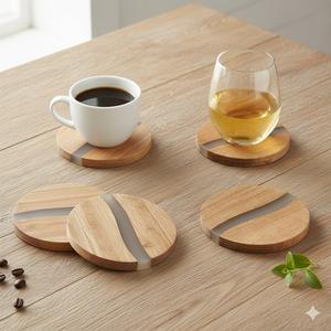 Juego de Posavasos Cuadrados de Nogal de Diseño de Lujo, Muy Solicitados, Diseño Ecológico y Duradero para una Mesa Elegante, Económicos - Product Image 3