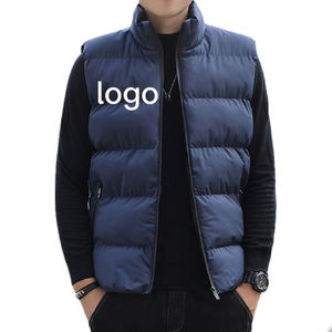Gilet matelassé sans manches pour homme avec logo personnalisé, coupe courte, coupe-vent, respirant, chaud, style décontracté, fermeture éclair - Product Image 4