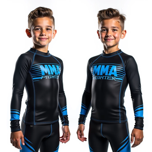 เสื้อรัดรูปป้องกันผดผื่นสำหรับ MMA แขนยาวแบบซับลิเมชันและสไตล์กิโมโนเดจูยิตสูป้องกันรังสียูวี - Product Image 4